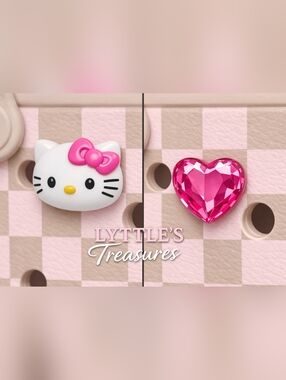 Hello Kitty  Bag Charm & Pink Heart Charm • Cute Bag Or Shoe Accessories